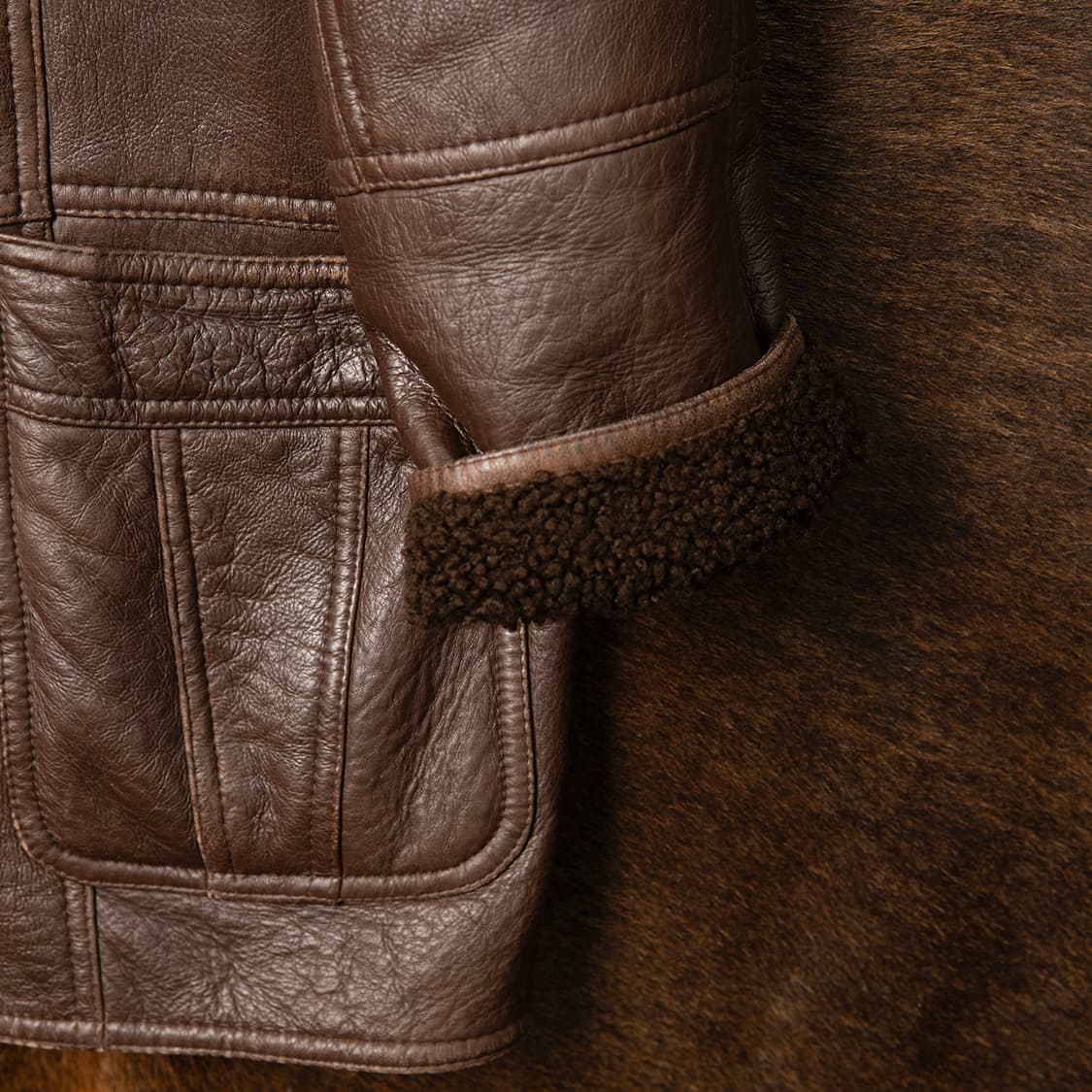 [100] 80s~ Snow Leather 슬링크 스킨 시어링 카코트  상품이미지5