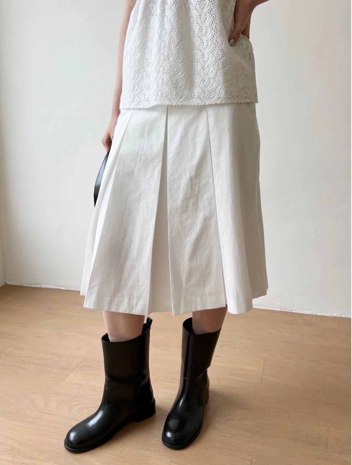 오아엔스 pleats cotton midi skirt 상품이미지4