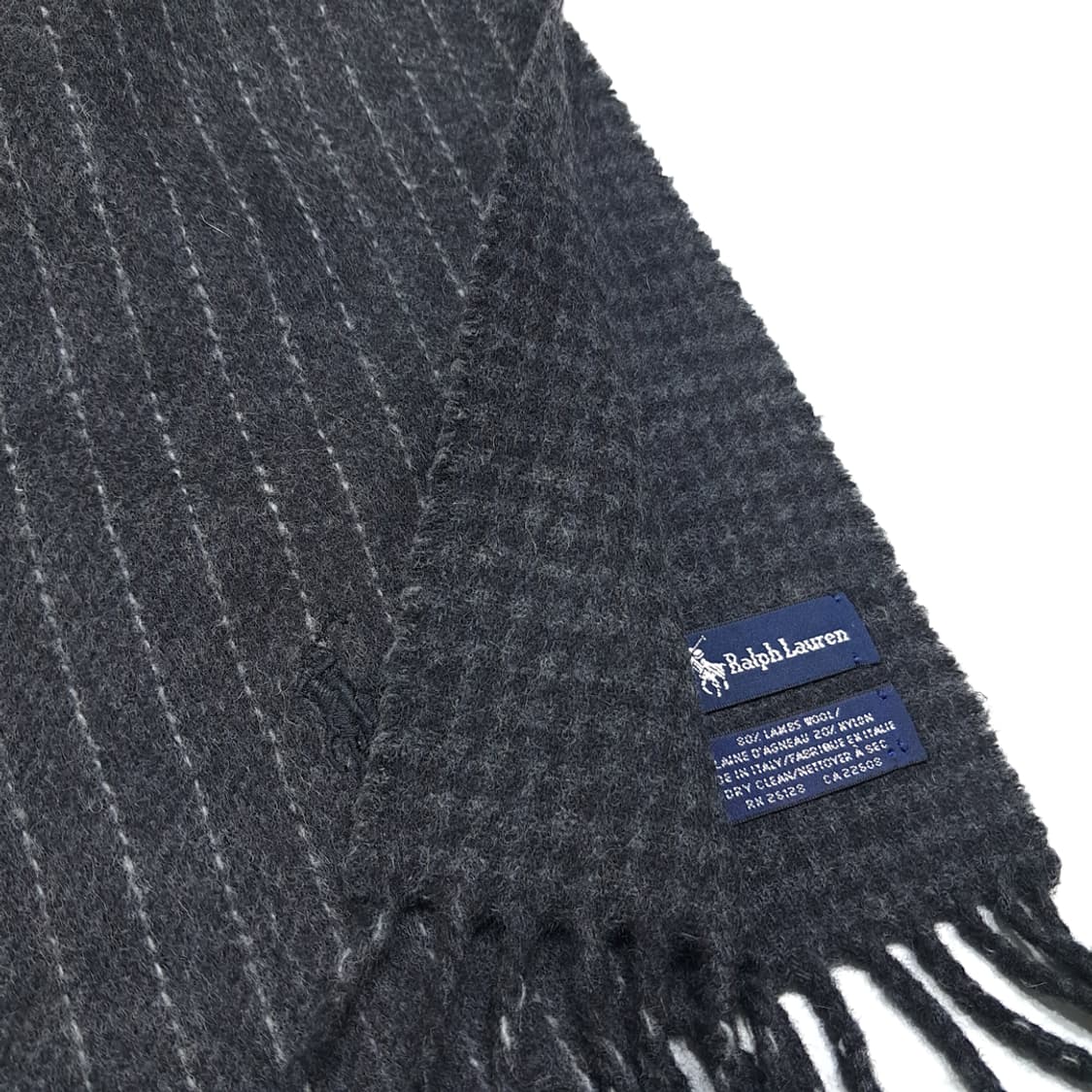 MX548 폴로 90s 이태리판 램스울 핀스트라이프 차콜 머플러 목도리 상품이미지6