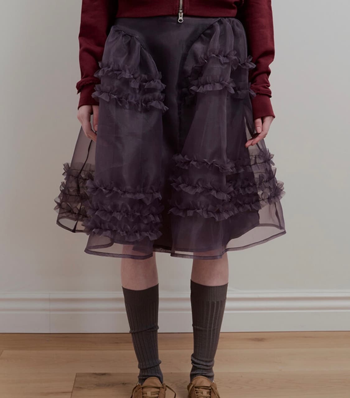 aopt organza frill layered skirt 상품이미지1