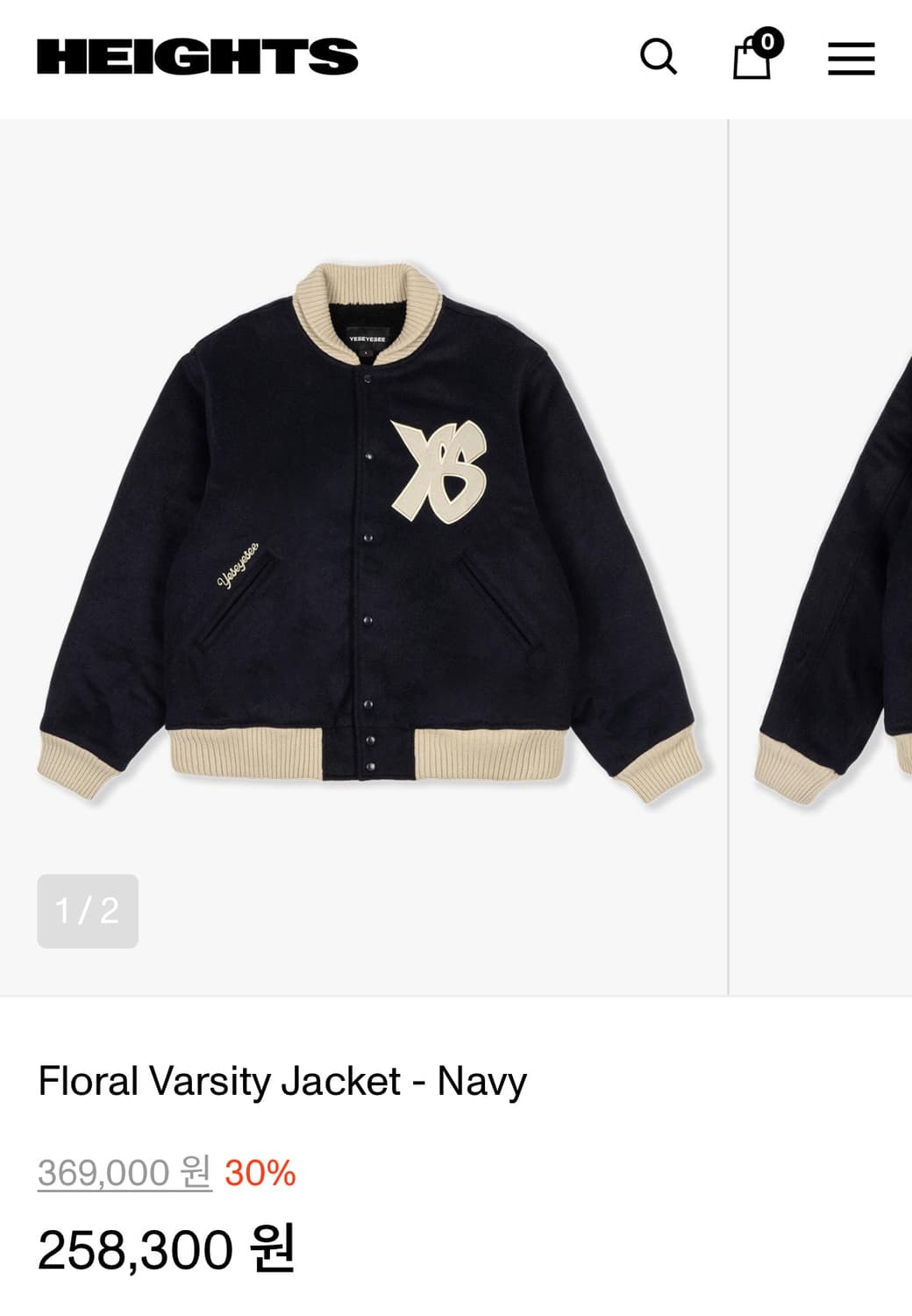 예스아이씨 플로럴 바시티 자켓 네이비 상품이미지1