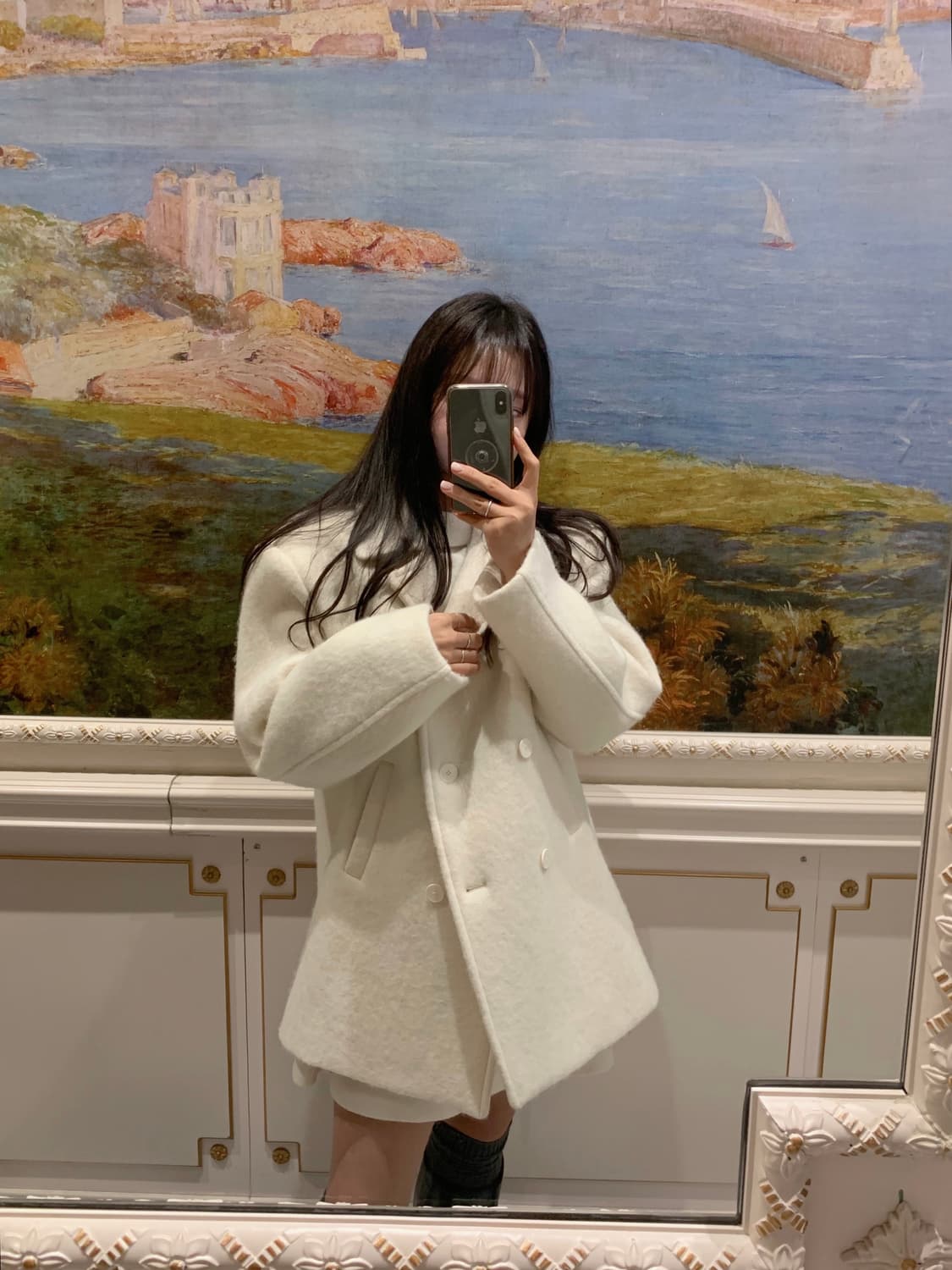 Leeds 리즈 클로티 알파카 하프 코트(아이보리) 상품이미지3