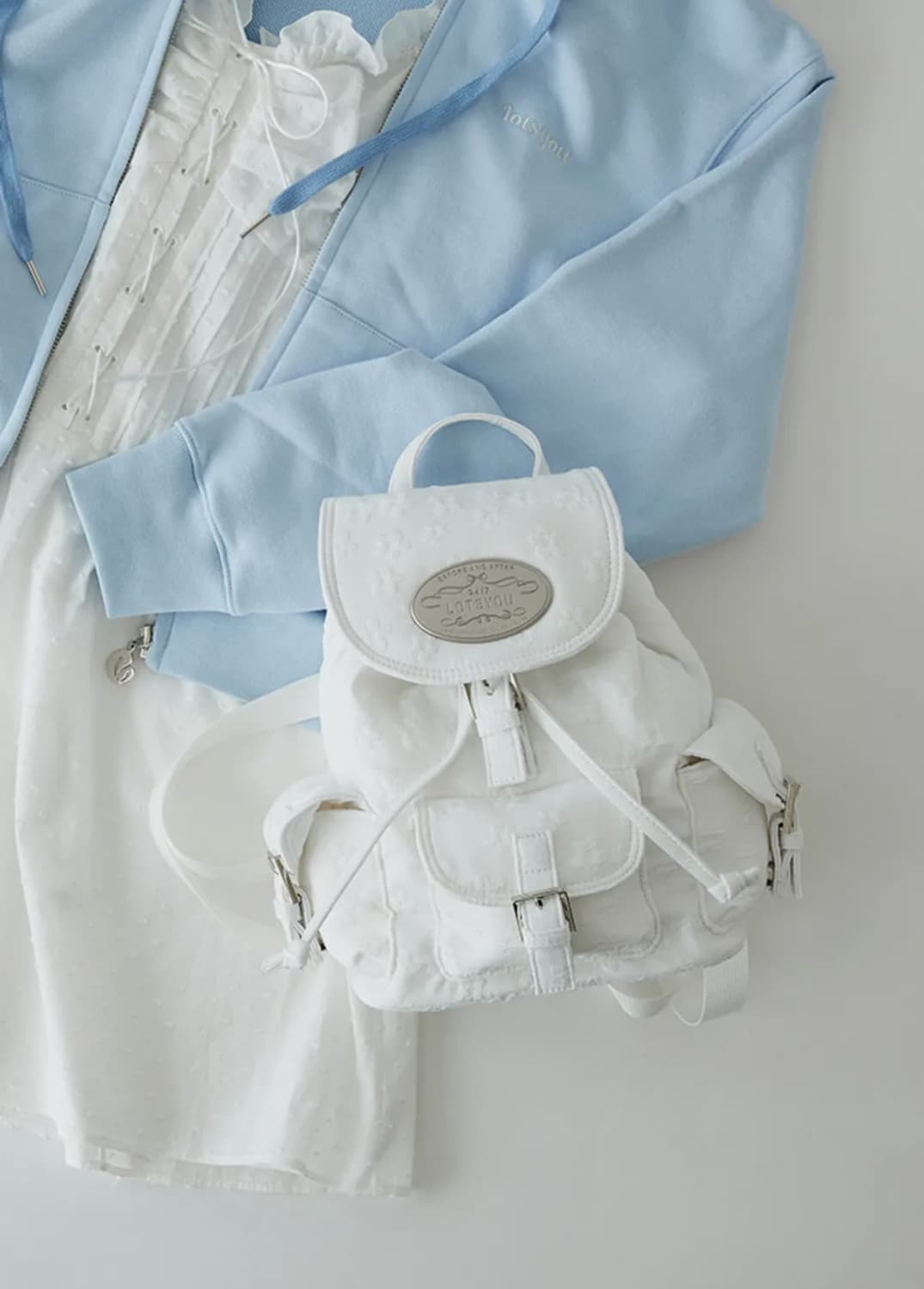 라츠유 Nostalgia chubby Backpack white 상품이미지1
