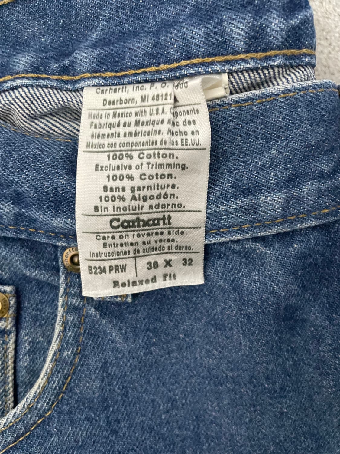 칼하트 B234 카펜터 데님 36x32 mexico 상품이미지5