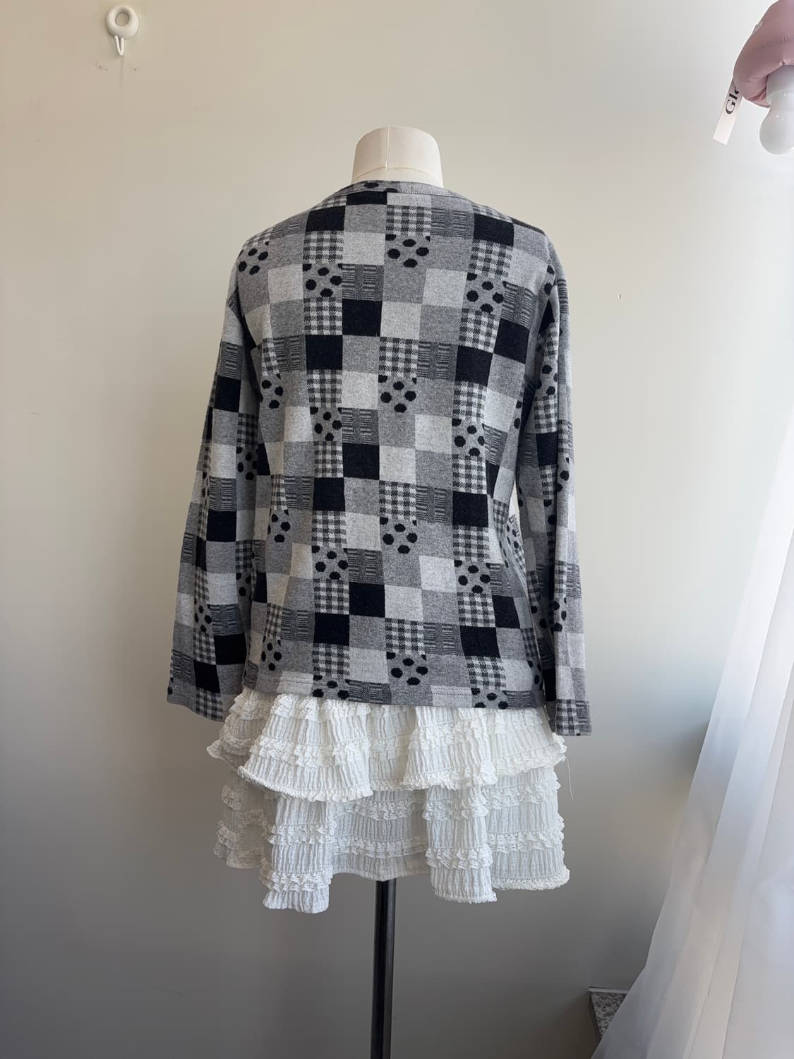 재패니즈 스퀘어 패턴 믹스 긴팔 티 상품이미지7