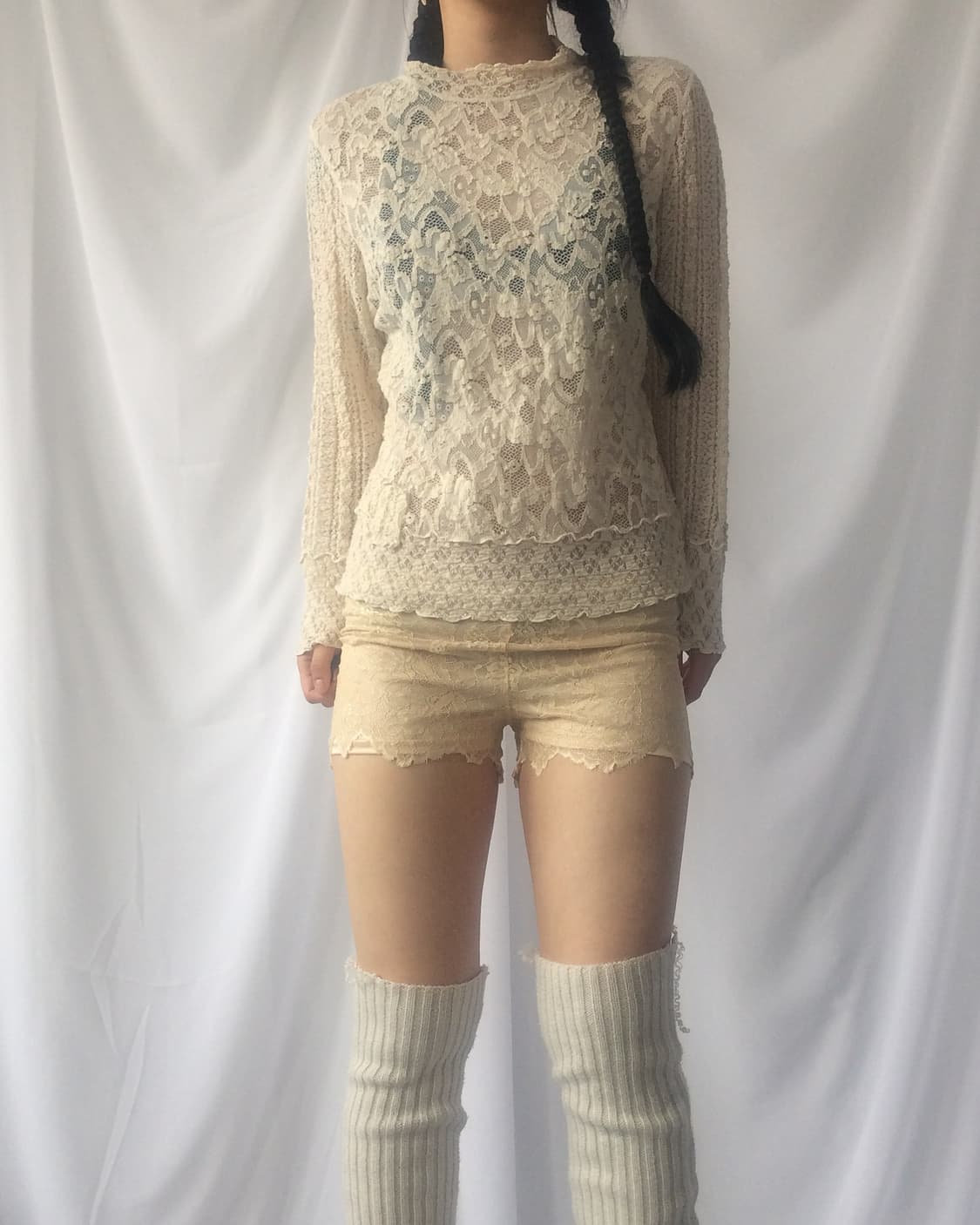 Lace high neck sleeve 상품이미지7