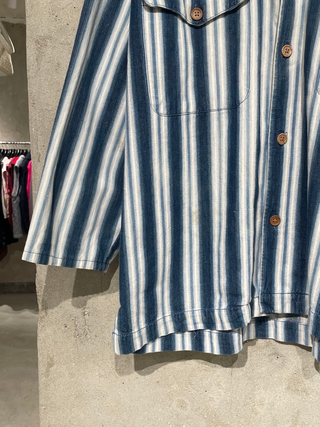 재패니즈 빈티지 블루 스트라이프 트윈 포켓 셔츠 상품이미지4