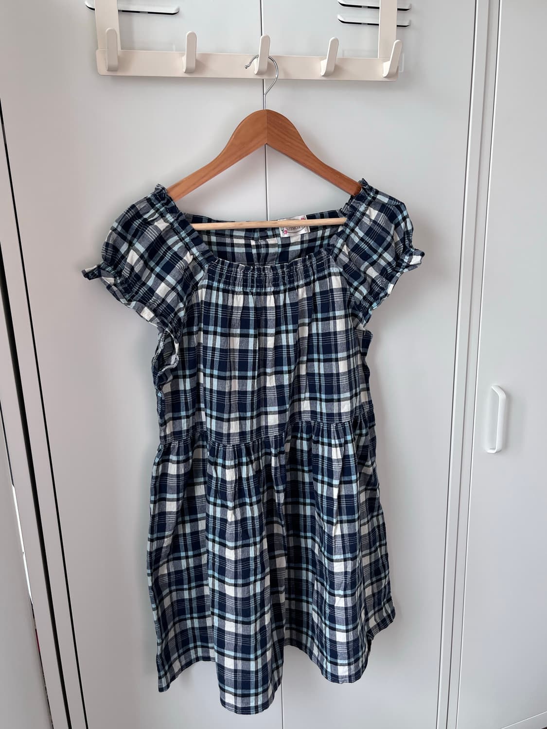 Natural memory 캡소매 체크 미니 원피스 상품이미지6