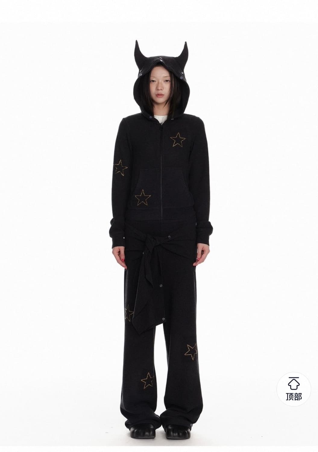 JIKOO 지쿠 셋업 상하이 중국 갸루 정품 악마 뿔 후드집업 팬츠 m 상품이미지5