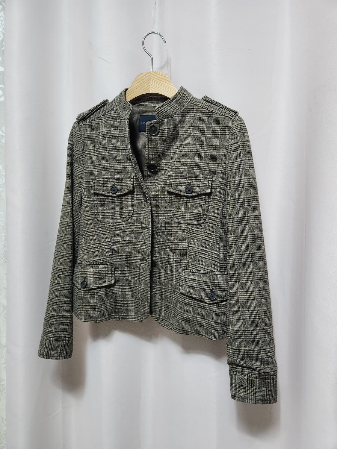 바나나 니퍼블릭 체크무늬 반버튼 숏 자켓 상품이미지7