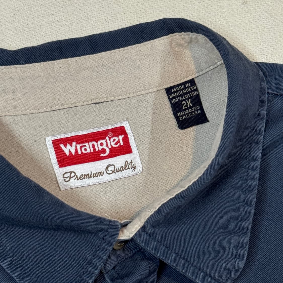 XXL) Wrangler 랭글러 투포켓 워크웨어 네이비 코튼 셔츠 W11 상품이미지5