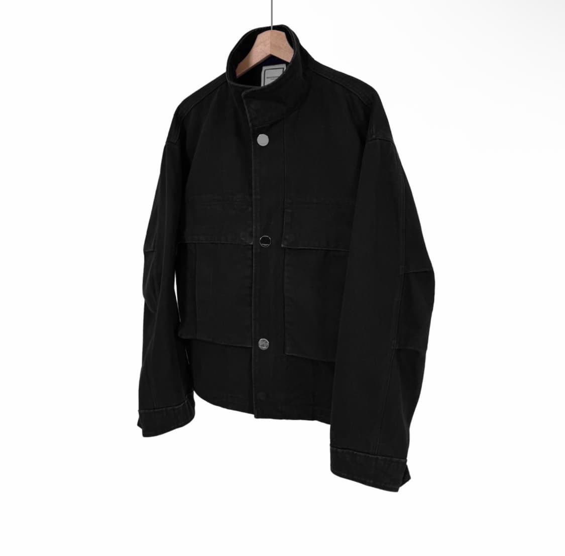 [48] 우영미 남성 22fw 하이넥 데님 봄버 점퍼 자켓 블랙 상품이미지2