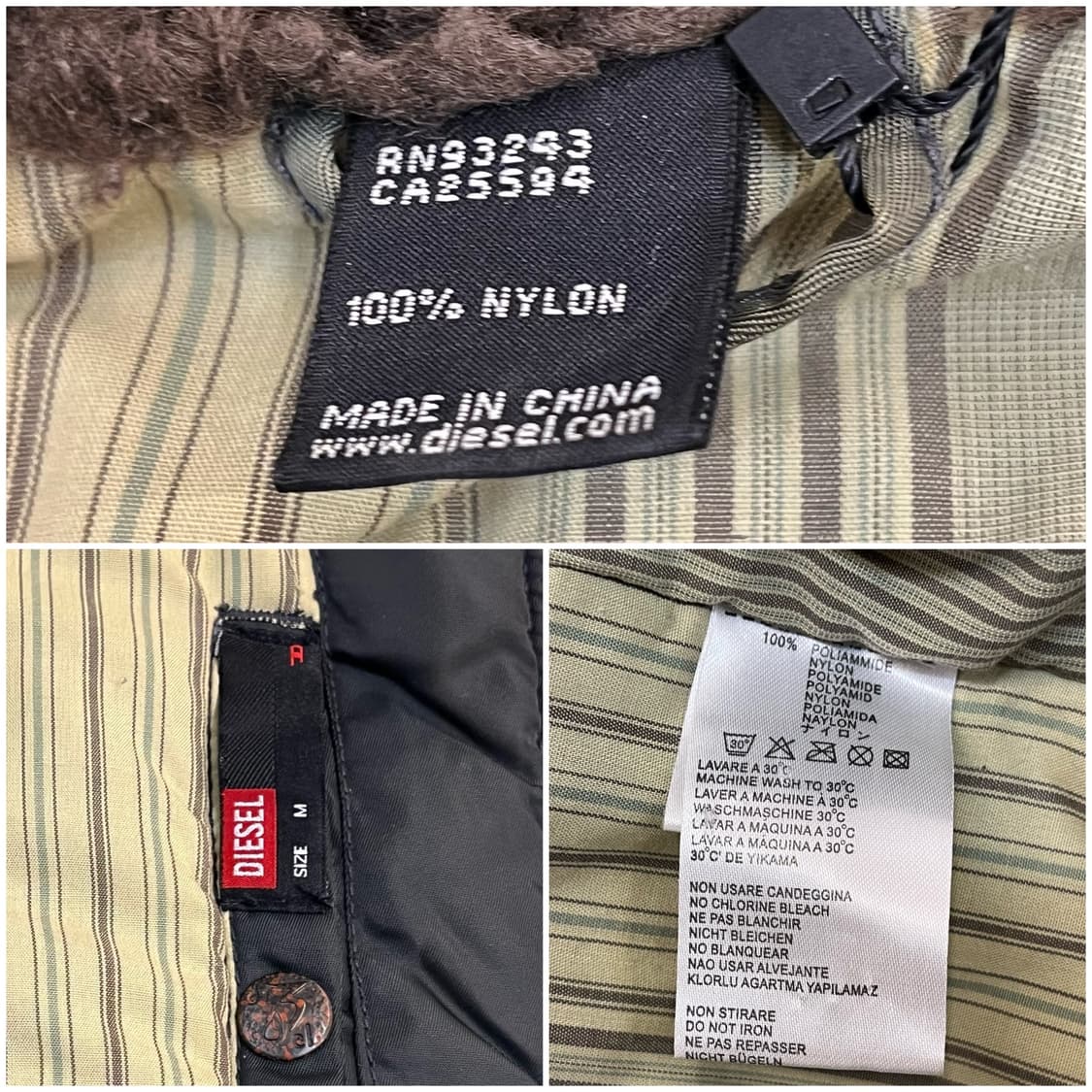 디젤 후드 퍼 봄버 자켓 카키 M #csz2360 상품이미지3