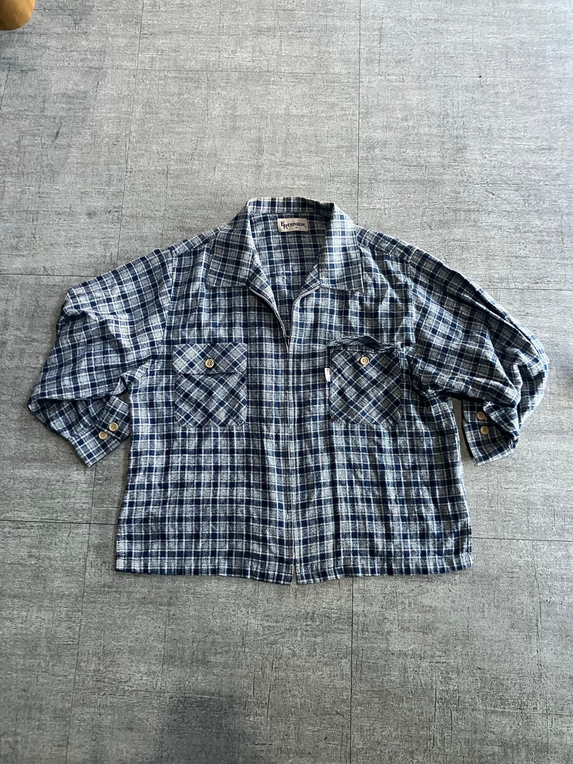 일본빈티지 Erevinrude 올드스쿨스트릿 오혁풍 잔체크 블루종자켓 상품이미지1