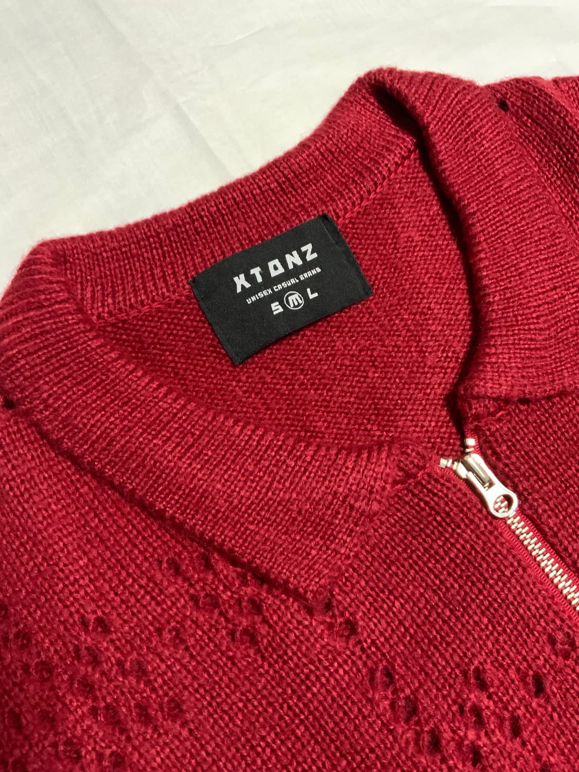 엑스톤즈 펀칭 니트 집업 가디건 M 상품이미지4