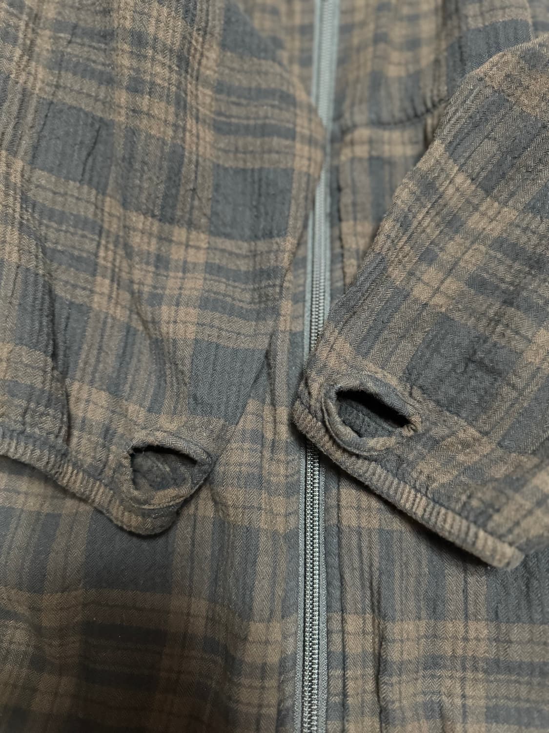 폴리테루 휴먼인덱스 휴먼 체크 후디 파카 브라운 상품이미지7