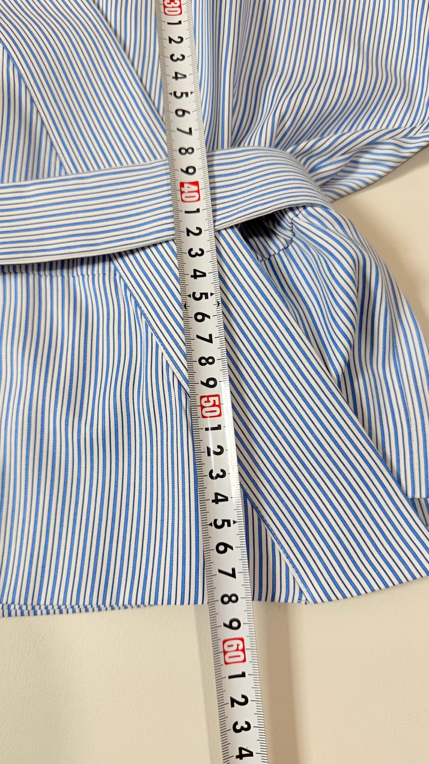 마이아이코 MYEYEKO 스트라이프 벨티드 랩스타일셔츠 정가 18만원대 상품이미지9