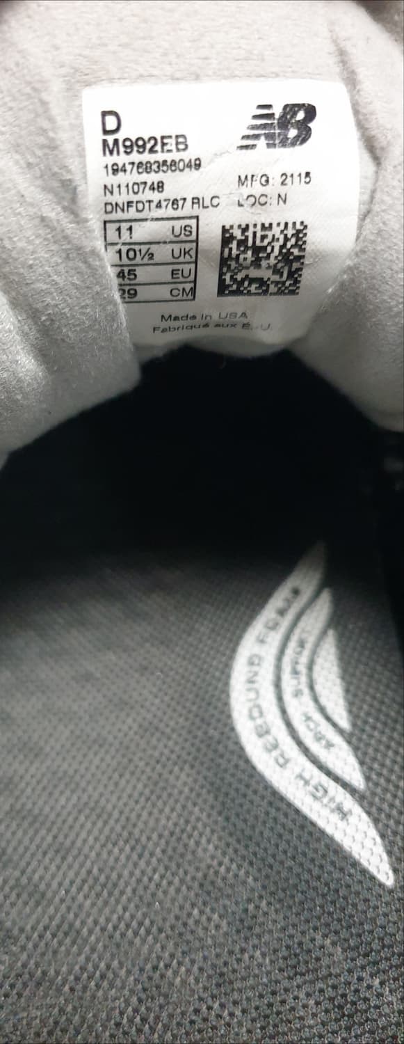 뉴발란스 992 메이드 인 USA 블랙 그레이 (290) M992EB 상품이미지6
