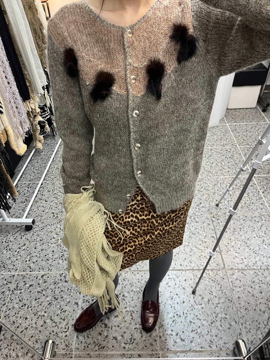 Fur accented cardigan 상품이미지6