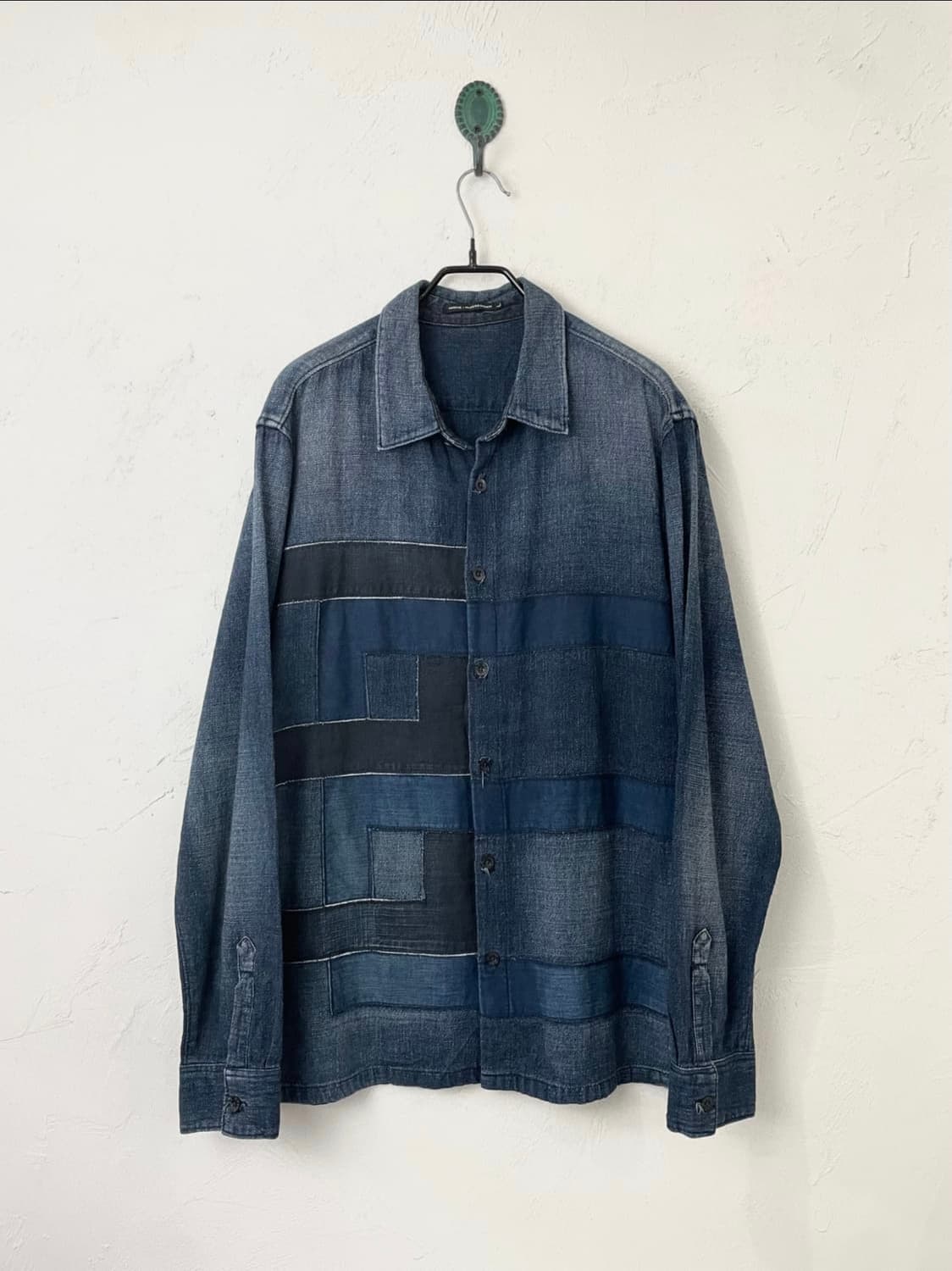 90s 일본 마리떼 프랑소와 저버 데님 패치워크 셔츠 남방 상품이미지1