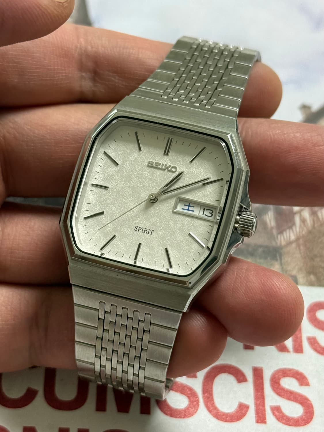Seiko 세이코 쿼츠 SPRIT 스퀘어 스노우 플레이크 Day-Date 상품이미지3