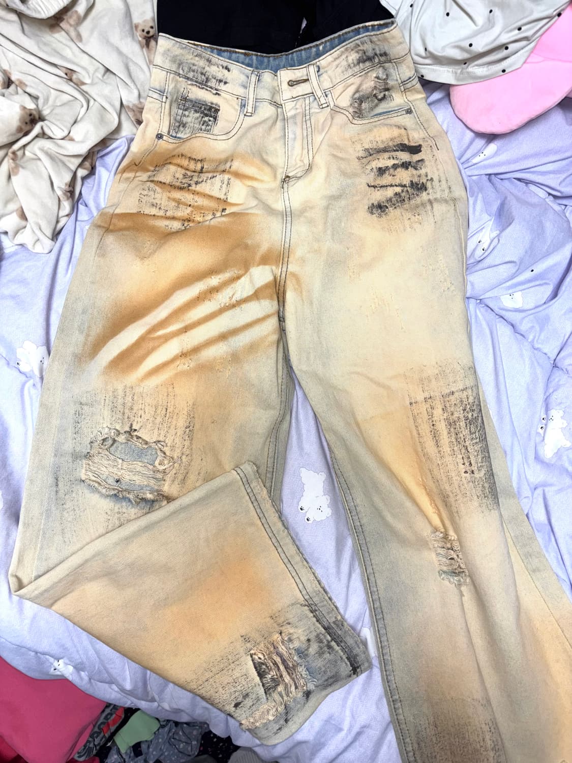 y2k 옐로우 워싱 진  상품이미지1