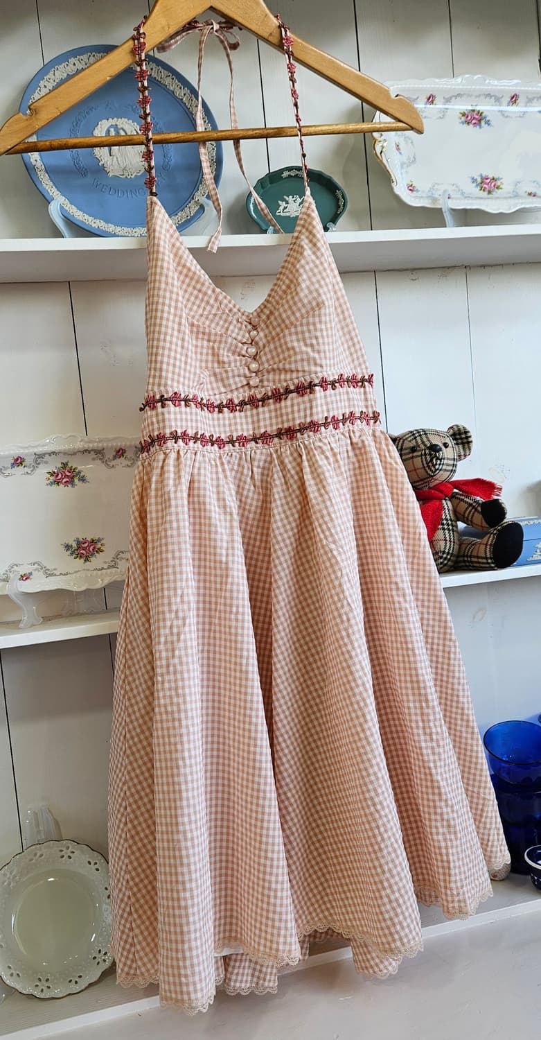 LEST ROSE체크 리본 원피스 상품이미지2