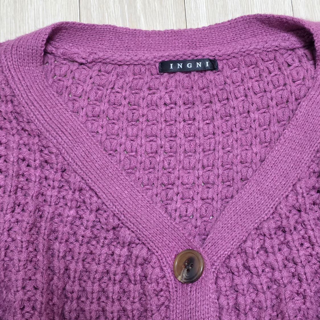 ingni 일본빈티지)퍼플 로맨틱 양산형st 아방핏 와플하찌니트가디건 상품이미지5