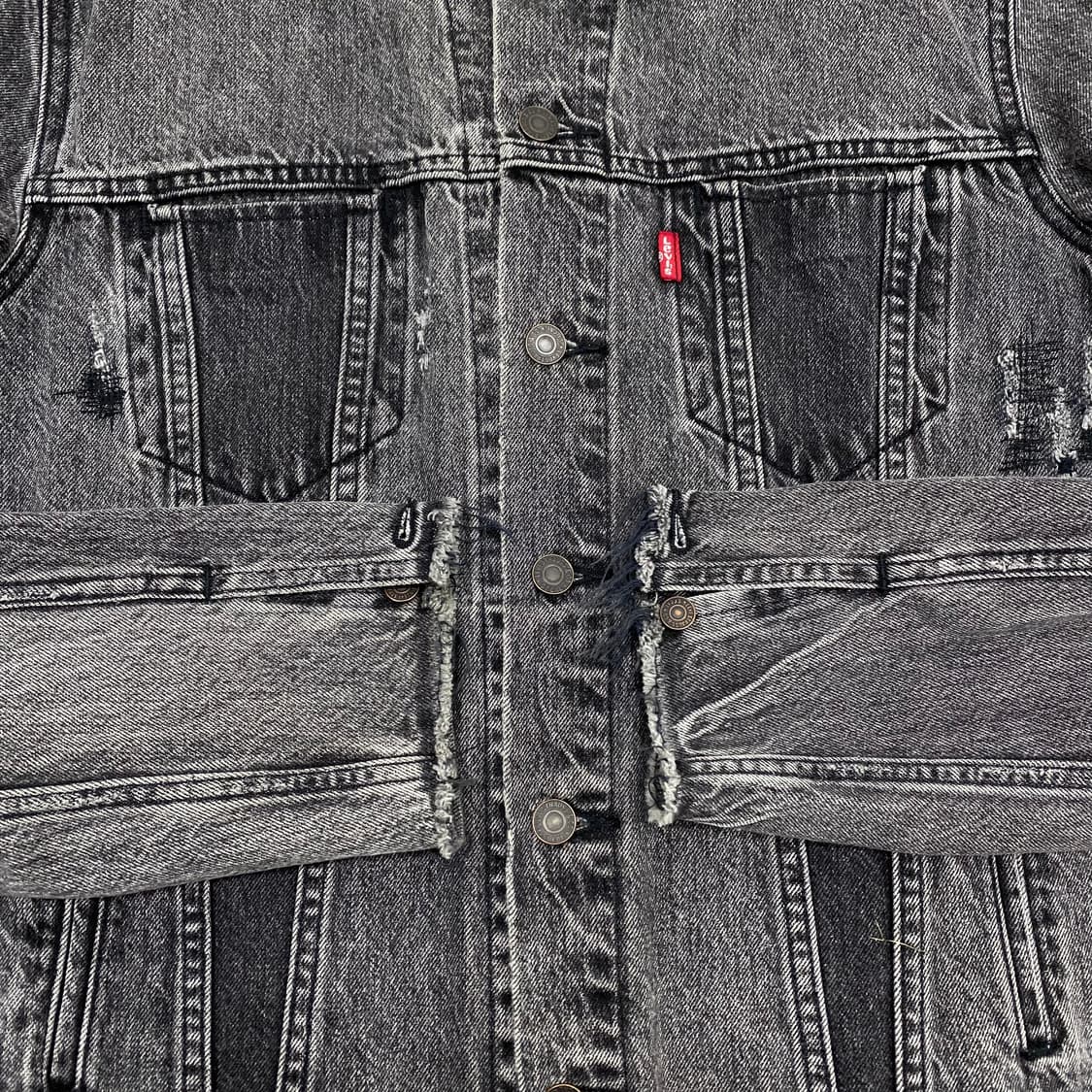 리바이스 알터드 트러커 흑청데님자켓 M 상품이미지5
