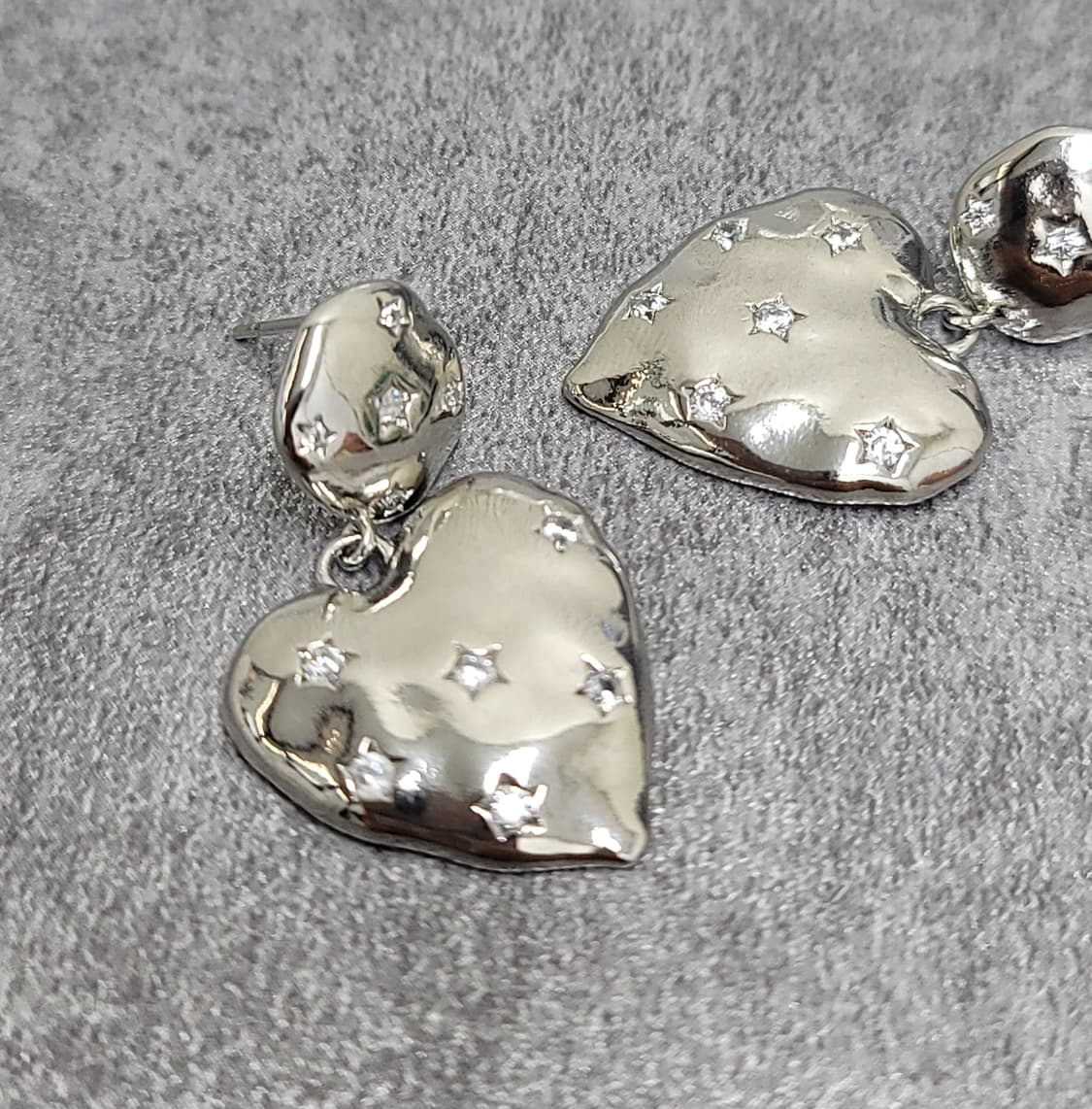 star cubic heart earrings 상품이미지1