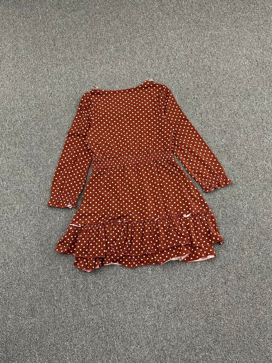 M)Axes Femme vintage 여성 도트 레이스 버건디 원피스 상품이미지6