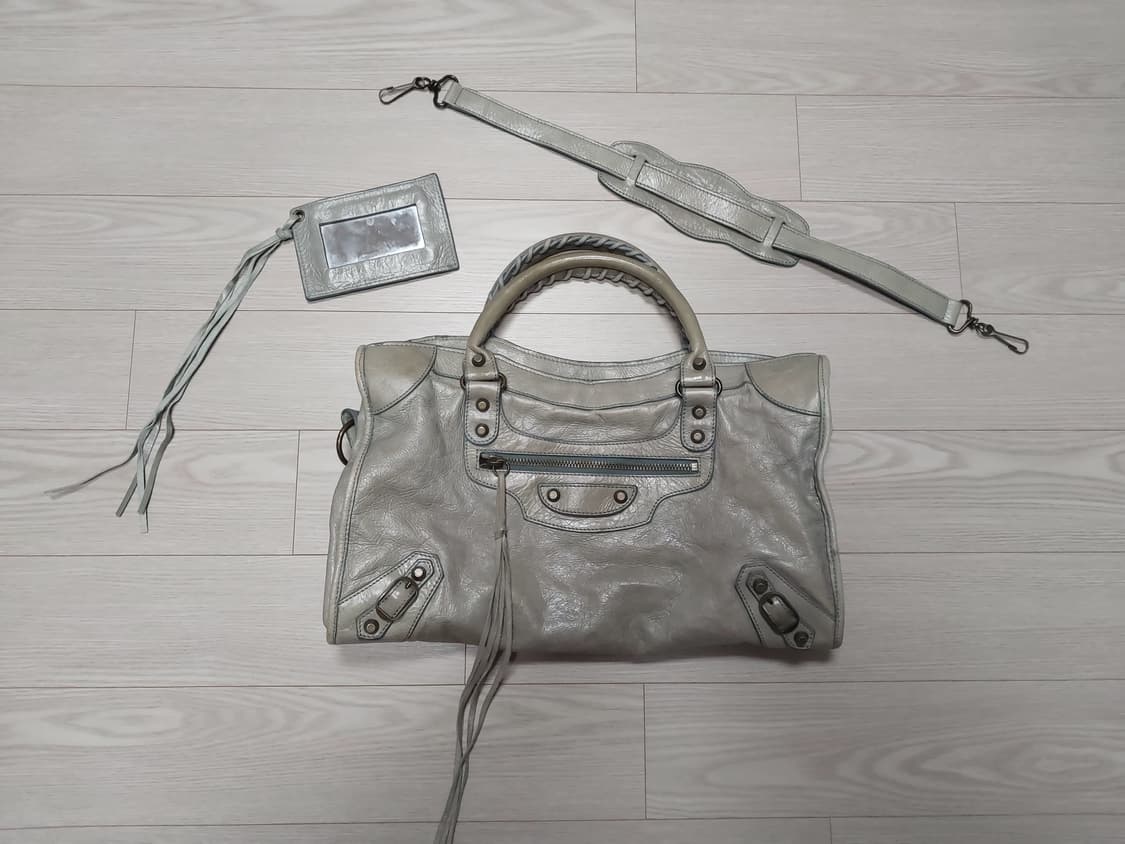 마지막가격 !! [정품] 발렌시아가 클래식 시티 모터백 (연그레이+민트) 상품이미지3