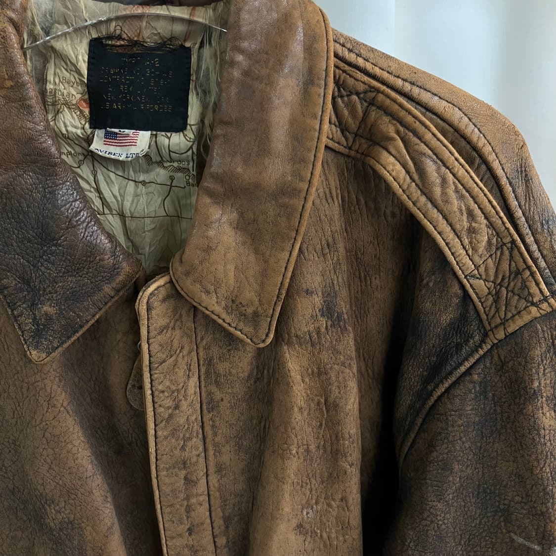 아비렉스 브라운 A-2 레더 봄버 자켓 M 상품이미지4