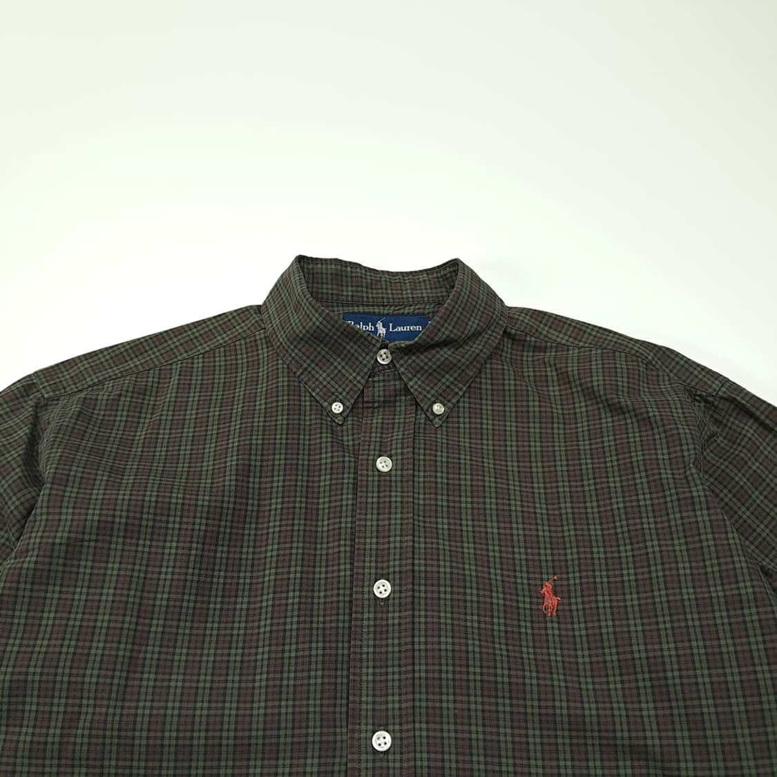 CL243 L 폴로 인도판 면 포니 그린 타탄체크 셔츠 남방 상품이미지2