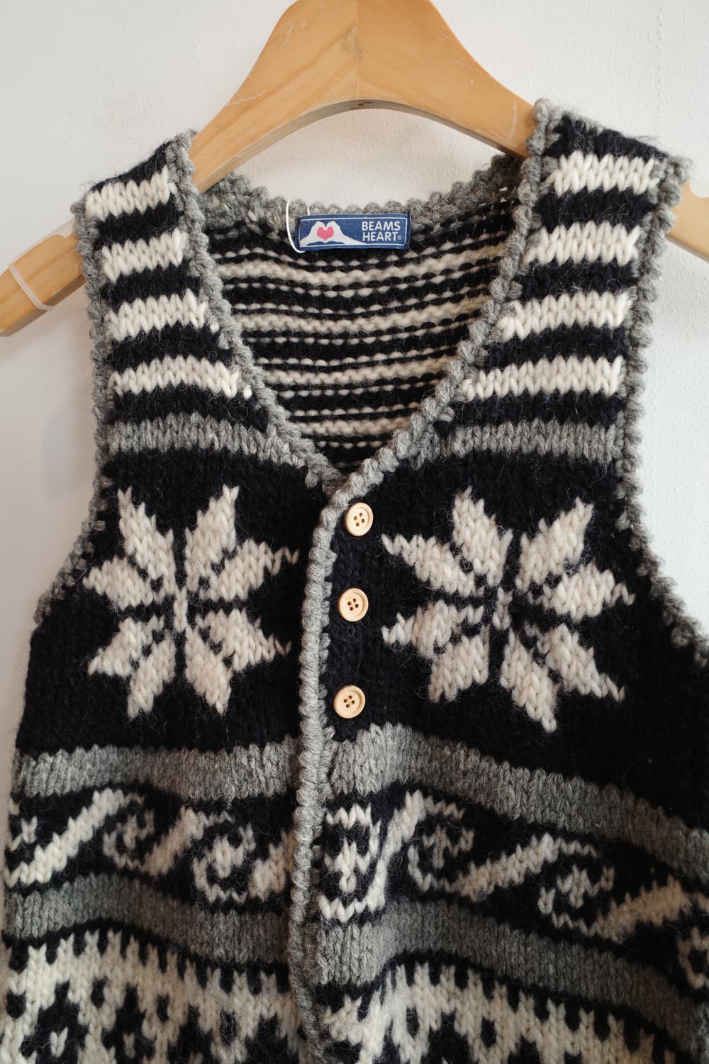 BEAMS HEART 빔즈 울 패턴 베스트  상품이미지2