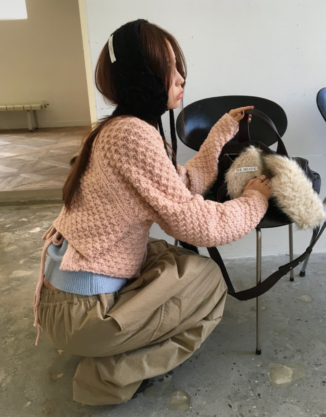 브리드 그레이프 울 가디건 (pink) 상품이미지1