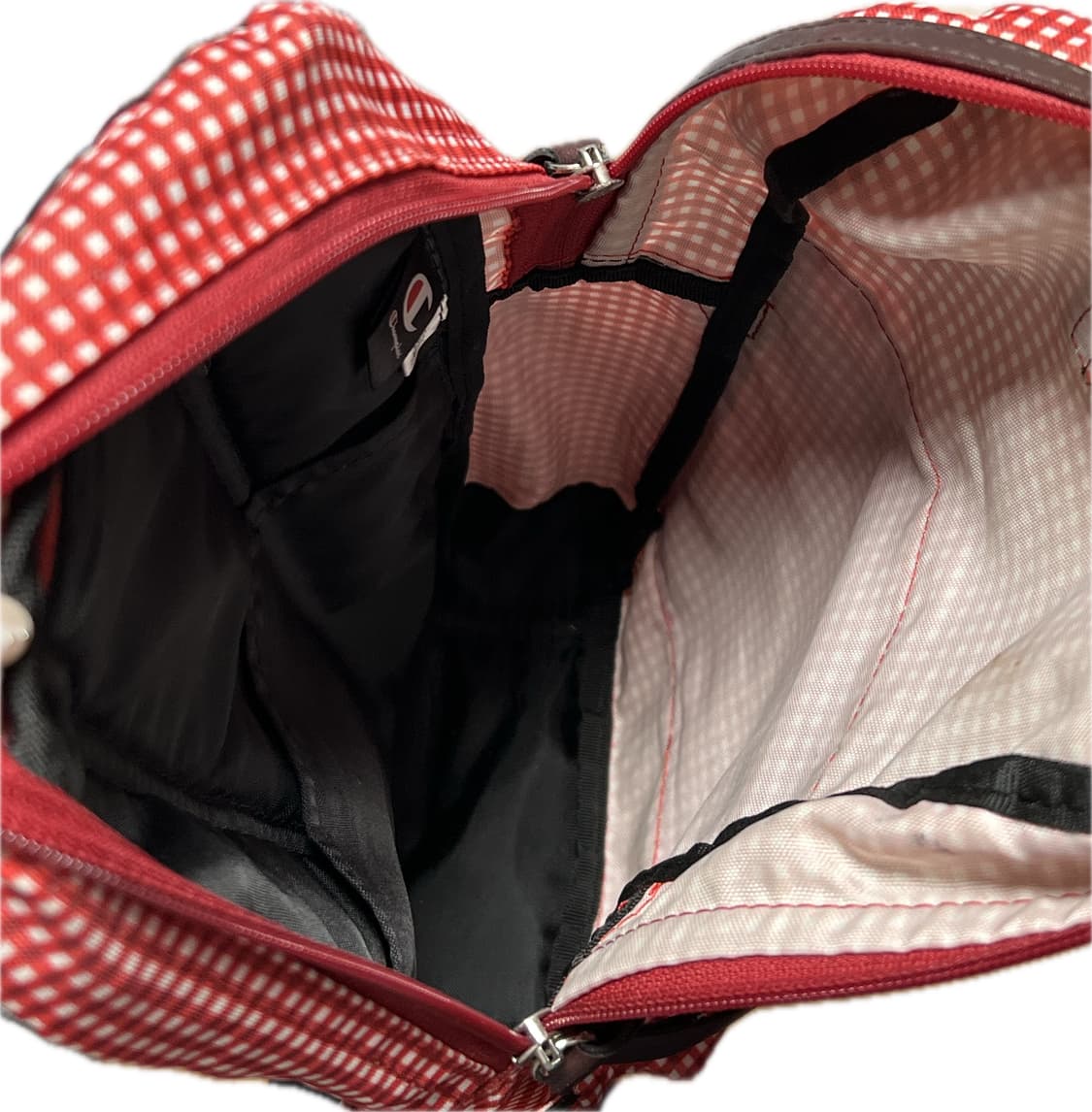 챔피온 빨간 체크무늬 슬링백 가방 상품이미지3