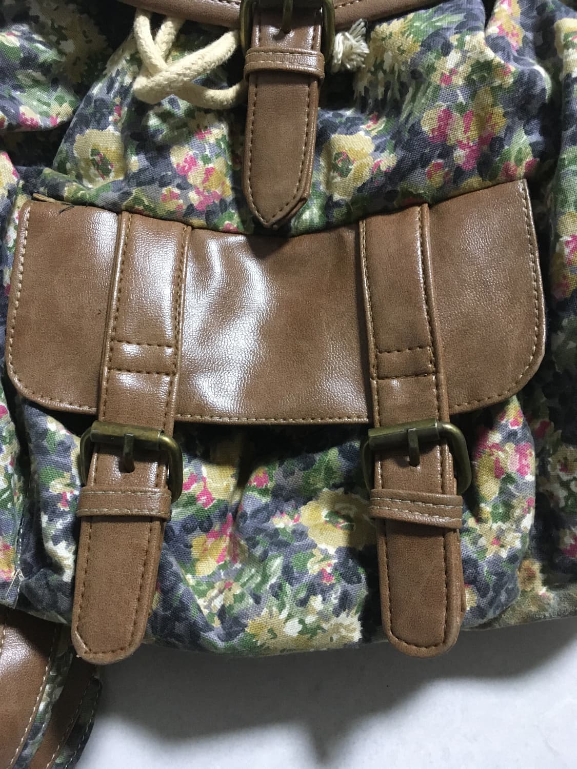 꽃무늬 가죽 백팩 상품이미지3