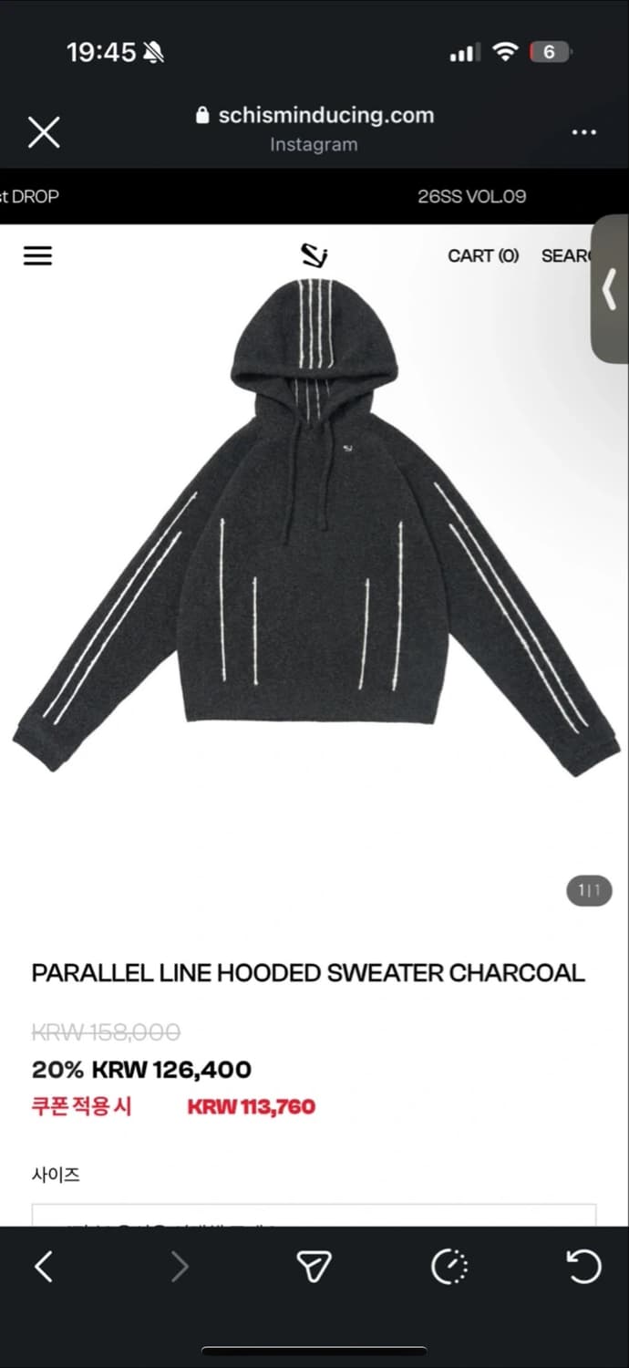 SCHISM PARALLEL LINE HOODED SWEATER CHAR 상품이미지3