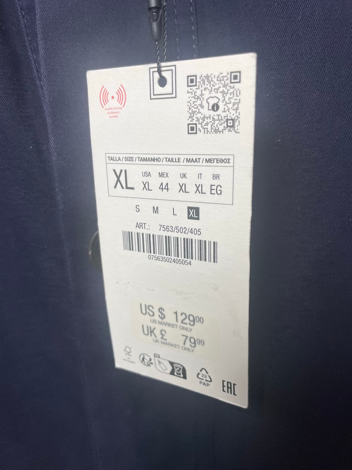 [XL] 자라 왁스드 이펙트 자켓 네이비 상품이미지3