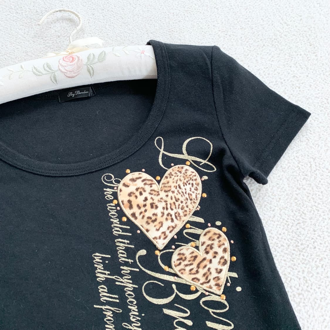 스카이봄버 ♥ 오네갸루 호피 하트 큐빅 탑 상품이미지2