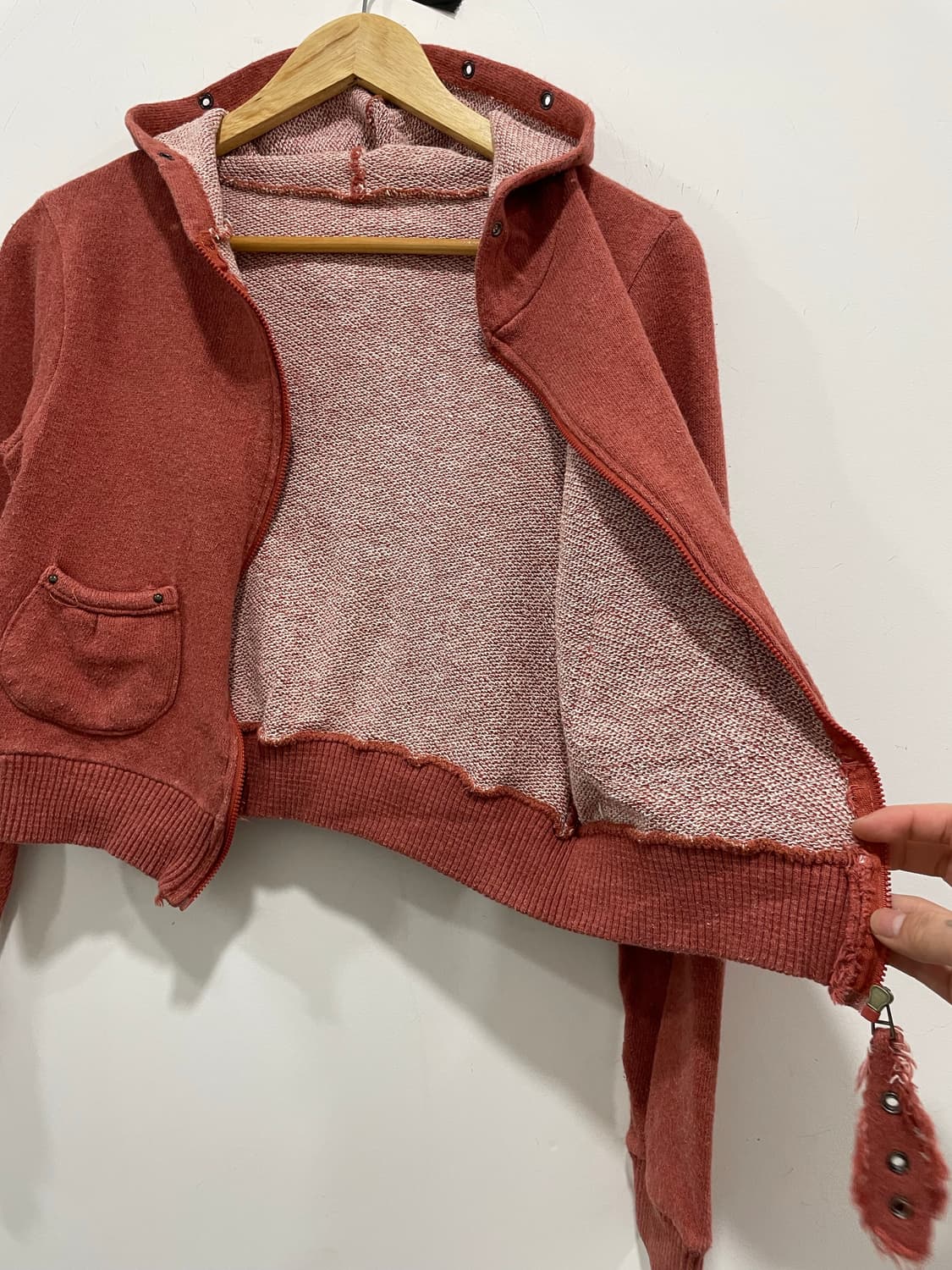 Vtg Y2K 투 포켓 슬림핏 크롭 후드집업 상품이미지3