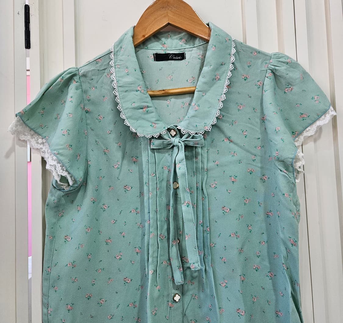 잔꽃 레이스 리본 블라우스 상품이미지2