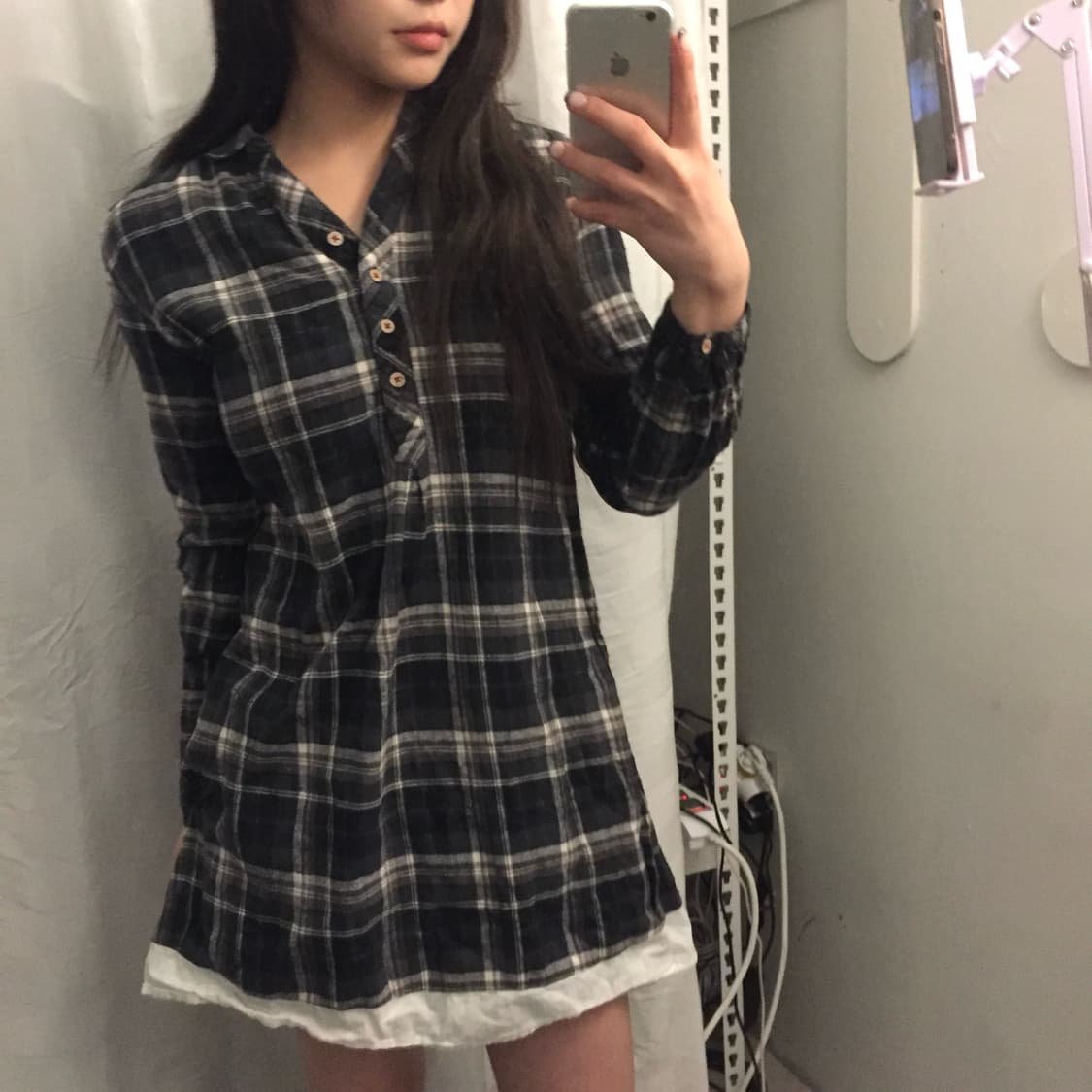 JPN Vintage 모리걸 사와코깔 레이어드 셔츠 원피스 상품이미지1