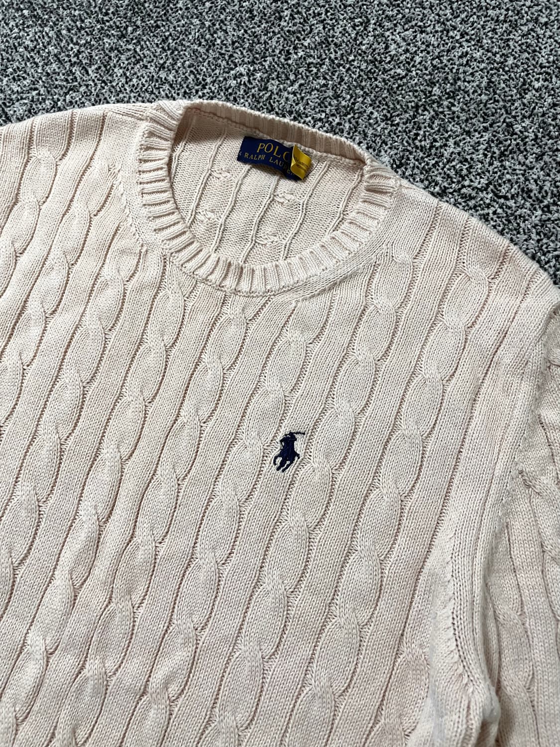 빈티지9. 폴로랄프로렌 케이블 코튼 니트 스웨터 아이보리 베이지 상품이미지2