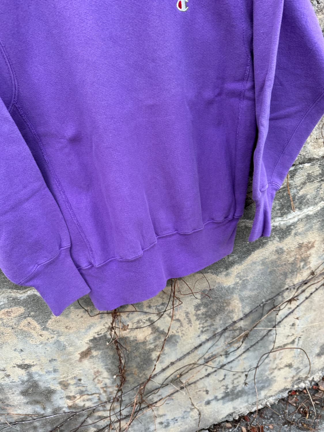 90s 챔피온 빈티지 리버스위브 자수로고 플레인 스웻 셔츠 맨투맨 보라 상품이미지5