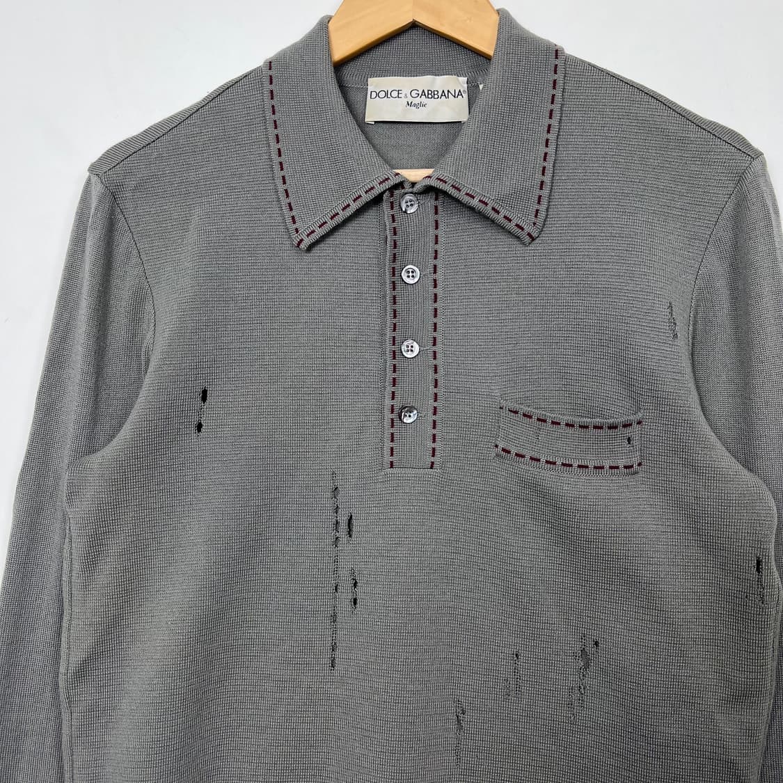 2000s DnG 돌체앤가바나 디스트레스드 카라 니트 상품이미지2