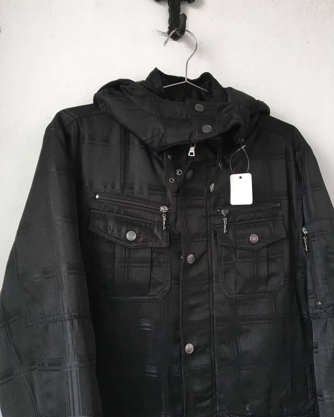 Check pattern high neck hood jacket 상품이미지5