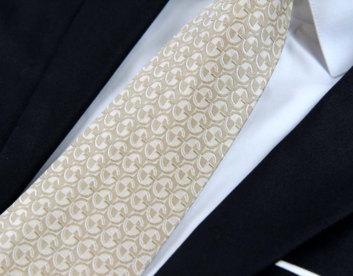 구찌 9.3cm A등급 G로고 베이지 남자 명품 넥타이 상품이미지5