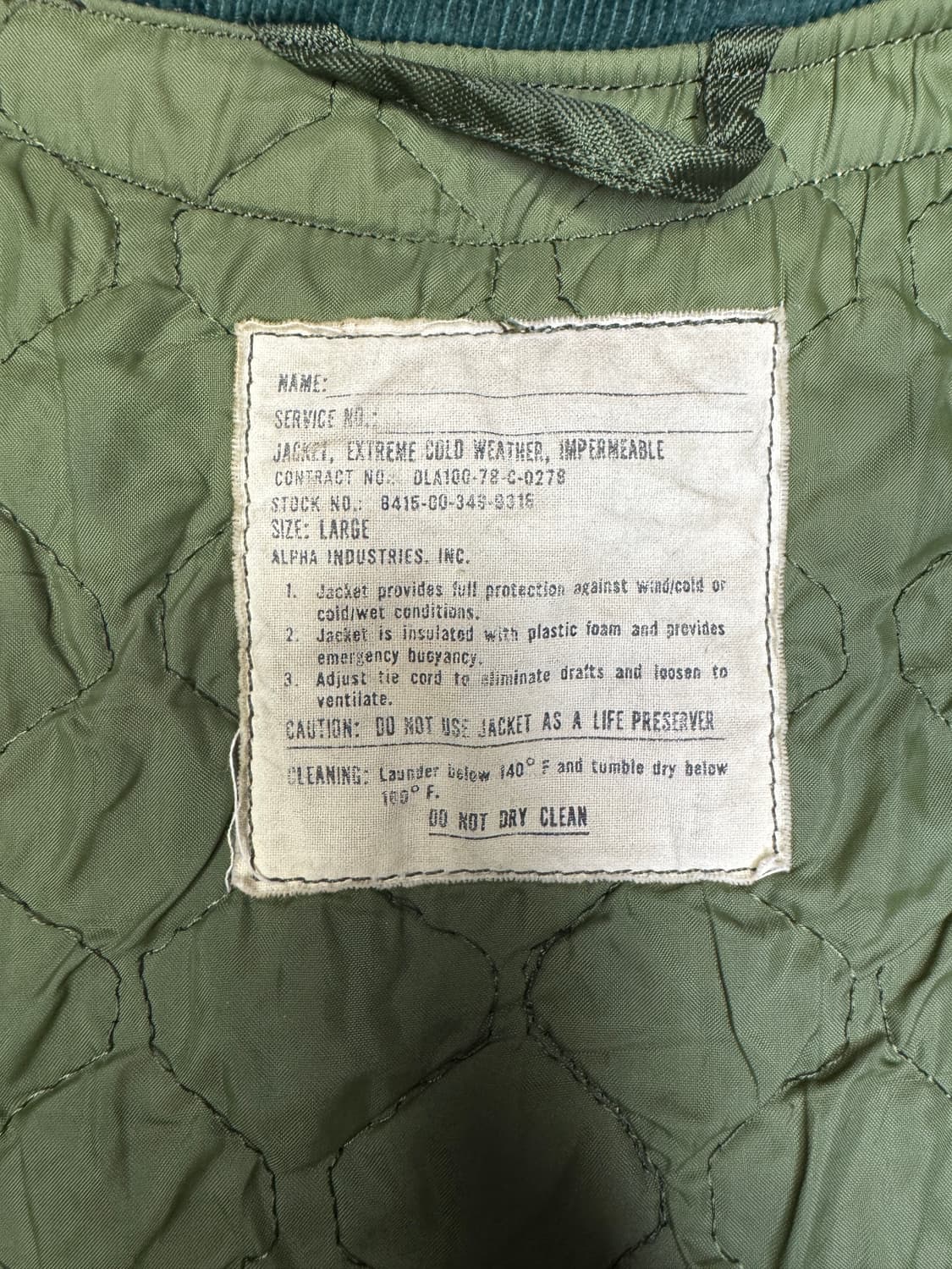 빈티지 미해군 오리지날 덱자켓 ECW impermeable L 상품이미지2